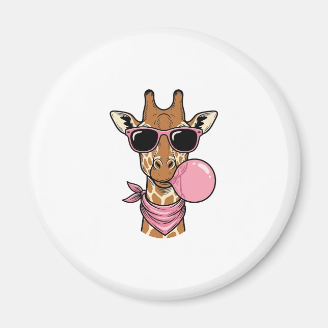 Vintage-Stich Giraffe Bubblegum Vektor Design_ Magnet (Vorne)