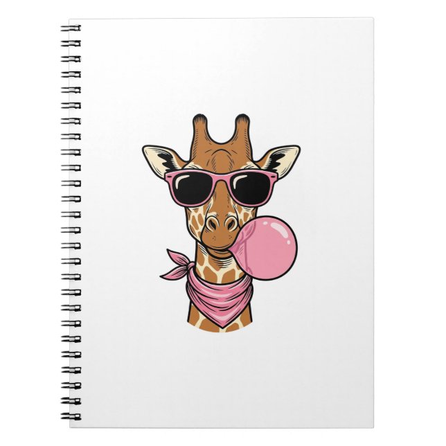 Vintage-Stich Giraffe Bubblegum Vektor Design_ Notizblock (Vorderseite)