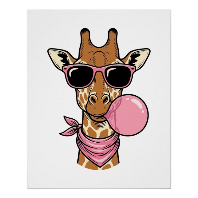 Vintage-Stich Giraffe Bubblegum Vektor Design_ Poster (Vorderseite)