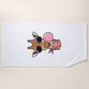 Vintage-Stich Giraffe Bubblegum Vektor Design_ Strandtuch