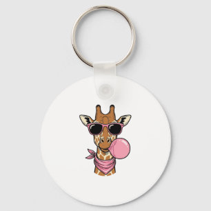 Vintage-Stich Giraffe Bubblegum Vektordesign_ Schlüsselanhänger