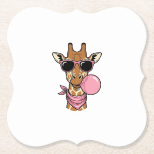 Vintage-Stich Giraffe Bubblegum Vektordesign_ Untersetzer