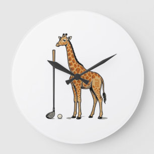 Vintage-Stich Giraffe Golf Vektor T-Shirt Desi Große Wanduhr
