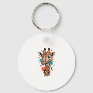 Vintage-Stich Giraffe Kunst Weißes Shirt Design ( Schlüsselanhänger
