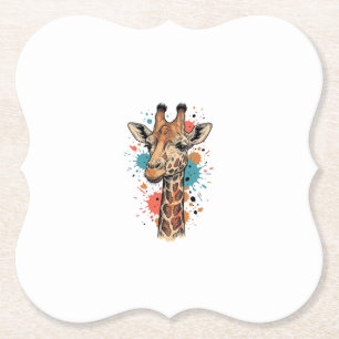 Vintage-Stich Giraffe Kunst Weißes Shirt Design ( Untersetzer