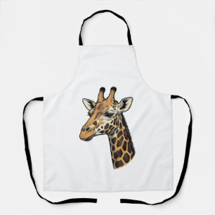 Vintage-Stich Giraffe-Porträt-Shirt-Design (7 Schürze