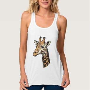 Vintage-Stich Giraffen-Porträt-Shirt-Design (7 Tank Top