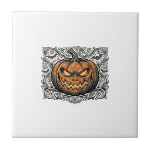 Vintage-Stich Halloween-Kürbis-Shirt-Design_1 Fliese