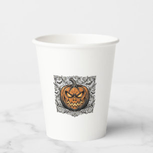 Vintage-Stich Halloween-Kürbis-Shirt-Design_1 Pappbecher