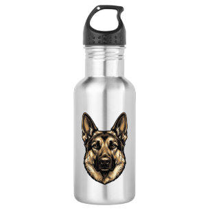 Vintage-Stich Hund Hirtenhund Vektor-Design_1 Edelstahlflasche