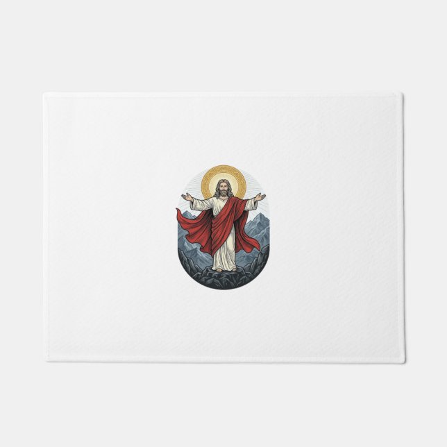 Vintage-Stich Jesus-Berg-Shirt Fußmatte (Vorderseite)