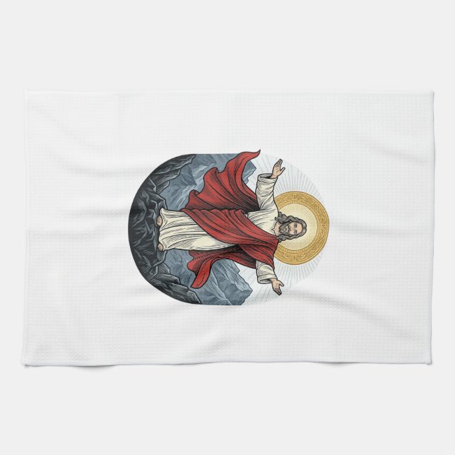 Vintage-Stich Jesus-Berg-Shirt Geschirrtuch (Horizontal)