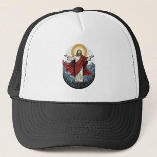 Vintage-Stich Jesus-Berg-Shirt Truckerkappe