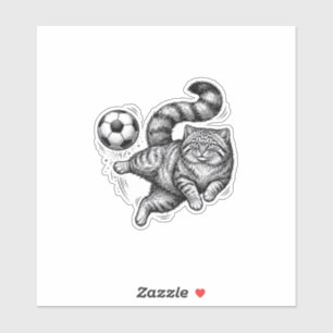 Vintage-Stich-Katze-Fußball-Tritt-Shirt-Design (4) Aufkleber