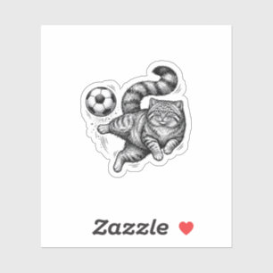 Vintage-Stich-Katze-Fußball-Tritt-Shirt-Design (4) Aufkleber