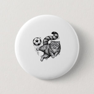 Vintage-Stich-Katze-Fußball-Tritt-Shirt-Design (4) Button
