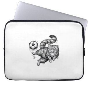 Vintage-Stich-Katze-Fußball-Tritt-Shirt-Design (4) Laptopschutzhülle