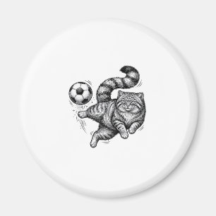 Vintage-Stich-Katze-Fußball-Tritt-Shirt-Design (4) Magnet