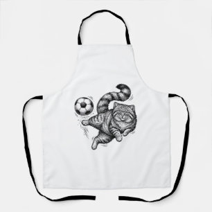 Vintage-Stich-Katze-Fußball-Tritt-Shirt-Design (4) Schürze