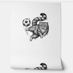 Vintage-Stich-Katze-Fußball-Tritt-Shirt-Design (4) Tapete