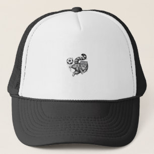 Vintage-Stich-Katze-Fußball-Tritt-Shirt-Design (4) Truckerkappe