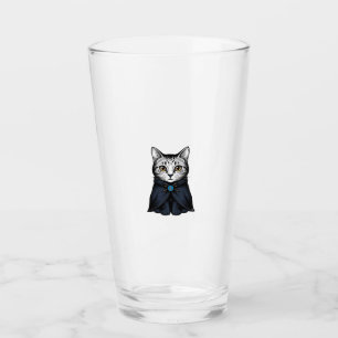 Vintage-Stich Katzenporträt-Illustrationsdesign Glas