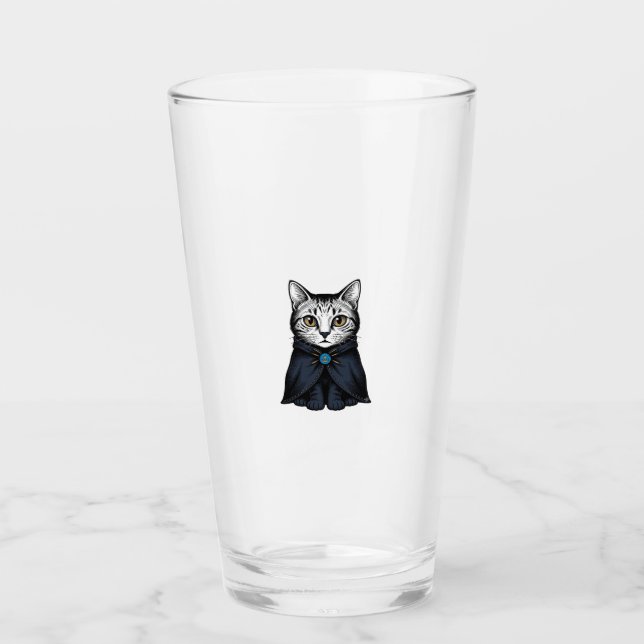 Vintage-Stich Katzenporträt-Illustrationsdesign Glas (Vorderseite)