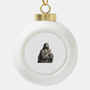 Vintage-Stich Mann betend religiöses Hemd Desi Keramik Kugel-Ornament