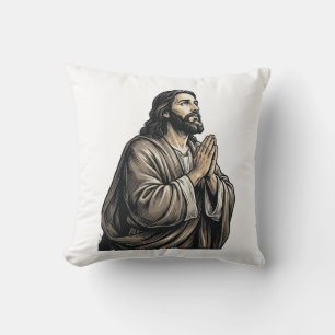 Vintage-Stich Mann betend religiöses Hemd Desi Kissen