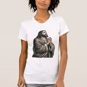 Vintage-Stich Mann betend religiöses Shirt Desi