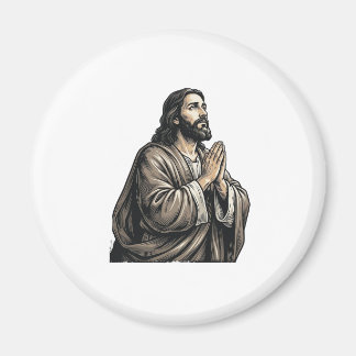 Vintage-Stich Mann betend religiöses Shirt Desi Magnet