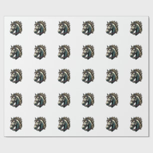 Vintage-Stich Pferdekopf Vektor Geschenkpapier