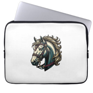 Vintage-Stich Pferdekopf Vektor Laptopschutzhülle