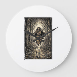 Vintage-Stich Schäfer und Lamm Wald Große Wanduhr