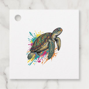 Vintage-Stich-Schildkröte-Farb-Splash-Shirt_1 Geschenkanhänger