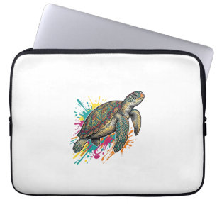 Vintage-Stich-Schildkröte-Farb-Splash-Shirt_1 Laptopschutzhülle