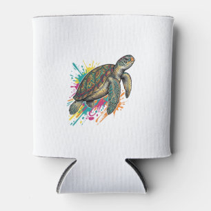 Vintage-Stich-Schildkröte-Farbsplash-Shirt_1 Dosenkühler