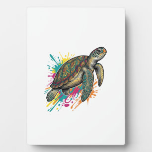 Vintage-Stich-Schildkröte-Farbsplash-Shirt_1 Fotoplatte