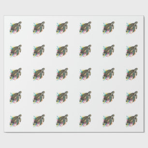 Vintage-Stich-Schildkröte-Farbsplash-Shirt_1 Geschenkpapier