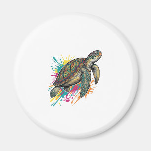 Vintage-Stich-Schildkröte-Farbsplash-Shirt_1 Magnet
