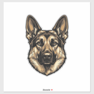 Vintage-Stich-Shepherd-Hund-Vektordesign_1 Aufkleber