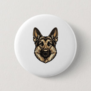 Vintage-Stich-Shepherd-Hund-Vektordesign_1 Button