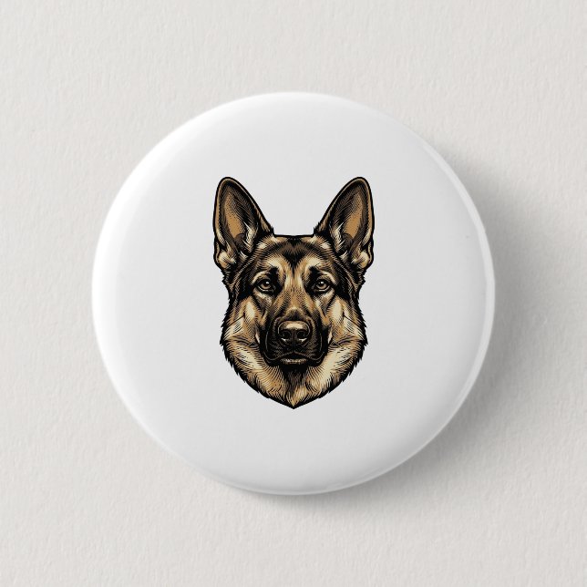 Vintage-Stich-Shepherd-Hund-Vektordesign_1 Button (Vorderseite)