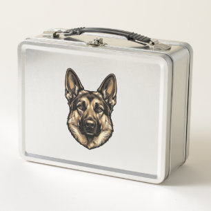 Vintage-Stich-Shepherd-Hund-Vektordesign_1 Metall Brotdose