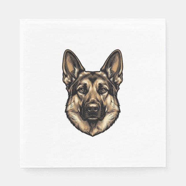 Vintage-Stich-Shepherd-Hund-Vektordesign_1 Serviette (Vorderseite)