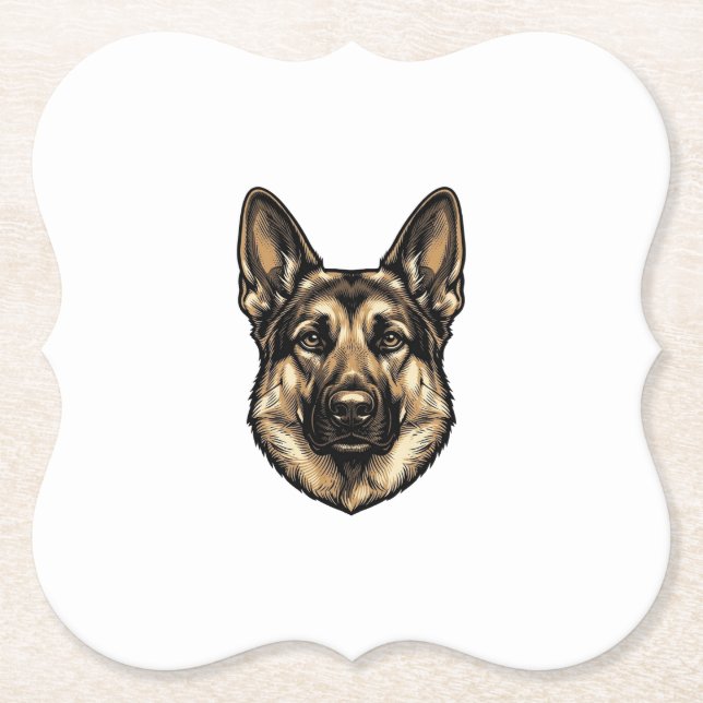 Vintage-Stich-Shepherd-Hund-Vektordesign_1 Untersetzer (Vorderseite)