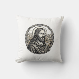Vintage-Stich-Shirt mit religiösem Porträt Kissen