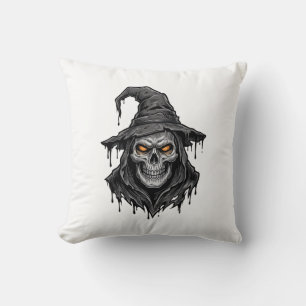 Vintage-Stich Skull Witch Hut Halloween-Shirt_ Kissen