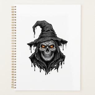 Vintage-Stich Skull Witch Hut Halloween-Shirt_ Planer