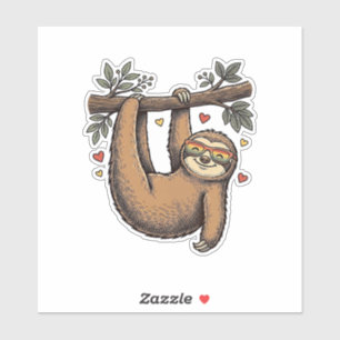 Vintage-Stich Sloth Herz Regenbogen-Shirt-Design Aufkleber